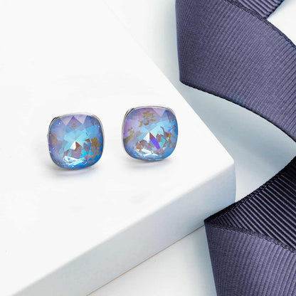 Blue Delite Swarovski Crystal Earrings – Cushion Cut Crystal Stud Earrings