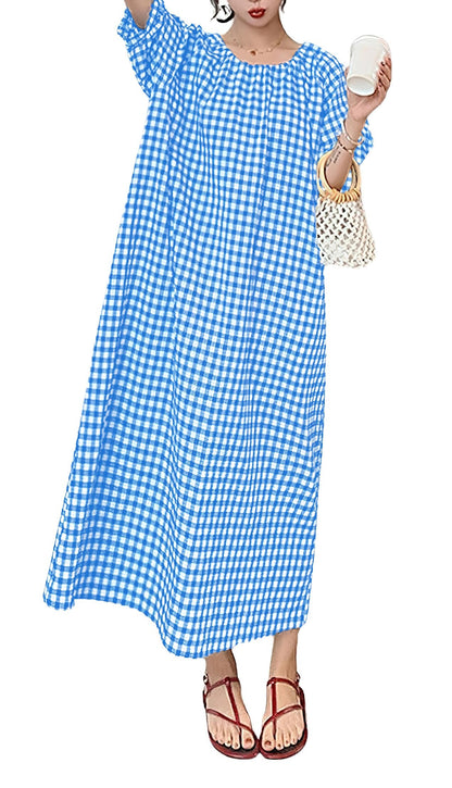 Women's Summer Plaid Loose Casual Dress