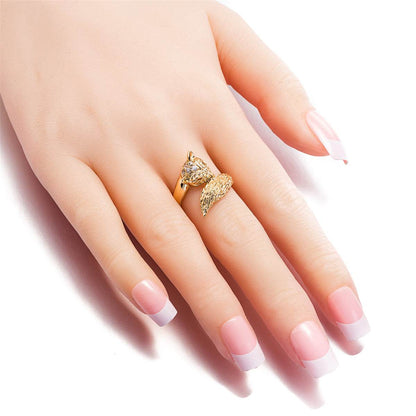 Cubic Zirconia & Goldtone Modern Fox Ring