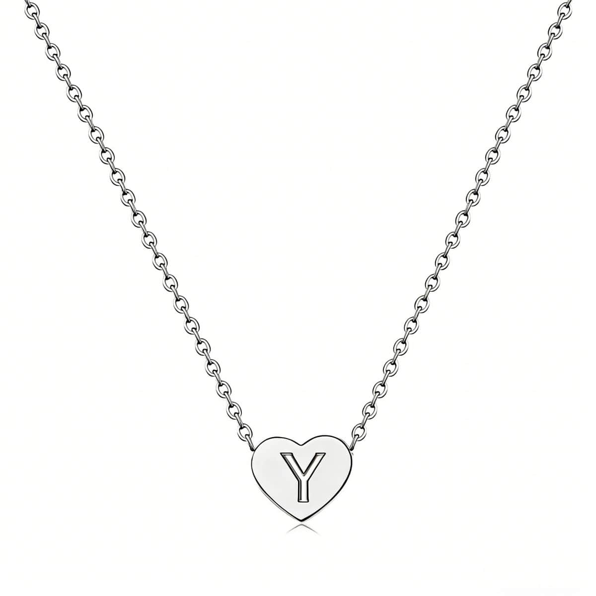 Dainty Initial Heart Necklace Personalized 26 Letters Available