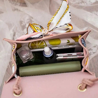 Elegant Leather Handbag & Scarf