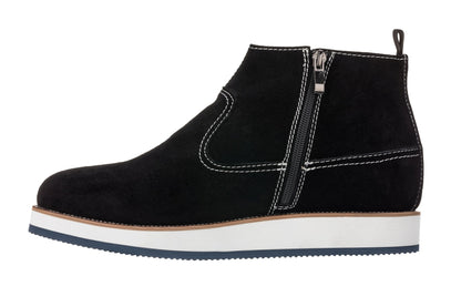 CALTO - Y30021 - 3 Inches Taller (Nubuck Black) - Zipper Boots