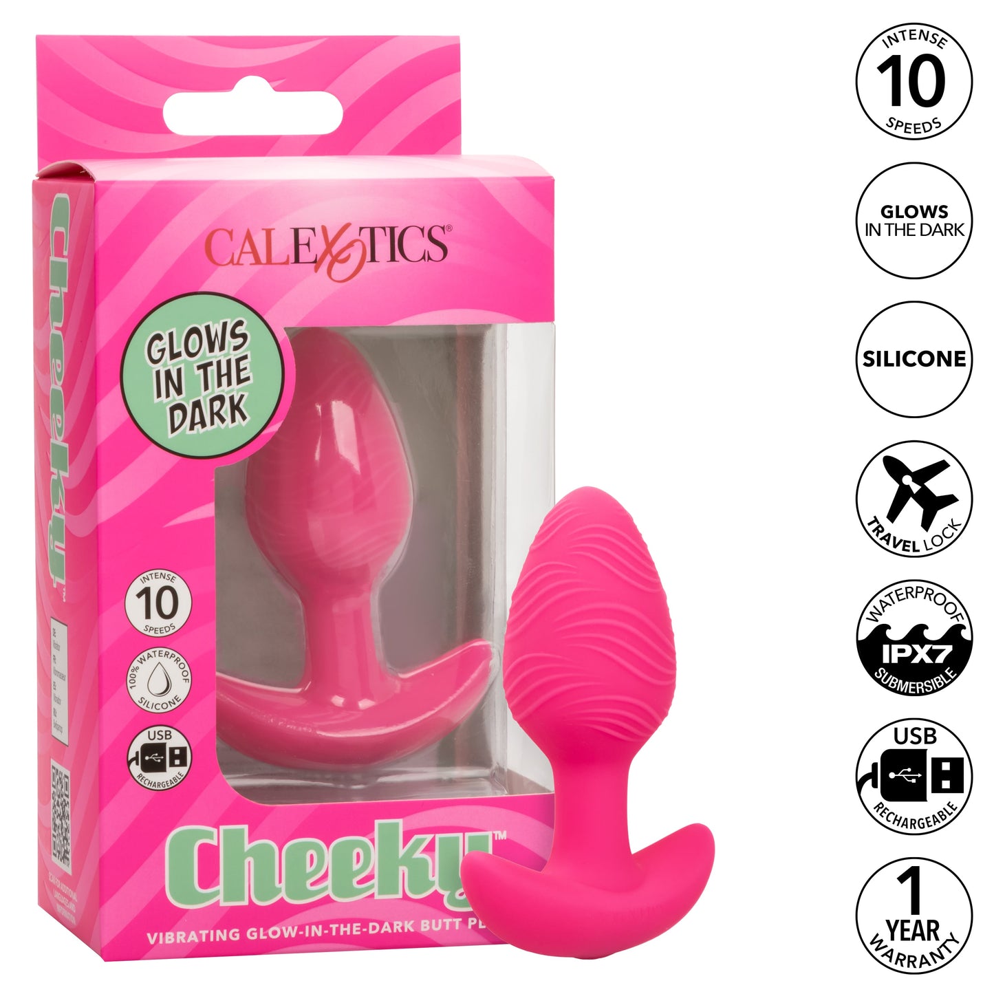 CalExotics Cheeky Vibrating Glow-In-The-Dark Butt Plug