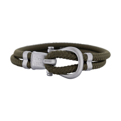 Phinity Rope Bracelet For Men Silver Green Nylon By Paul Hewitt Size XXL