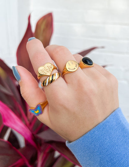 Elevated Faith Enamel Croissant Ring
