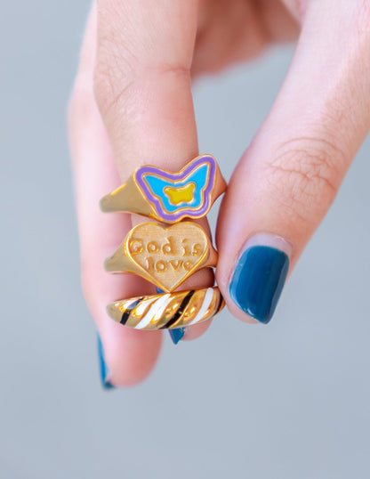 Elevated Faith Enamel Croissant Ring