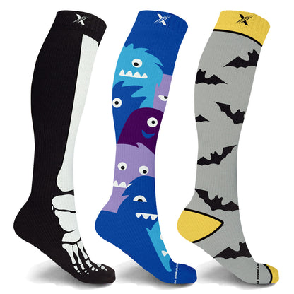 Extreme Fit 3-Pairs Halloween Themed Knee High Compression Socks
