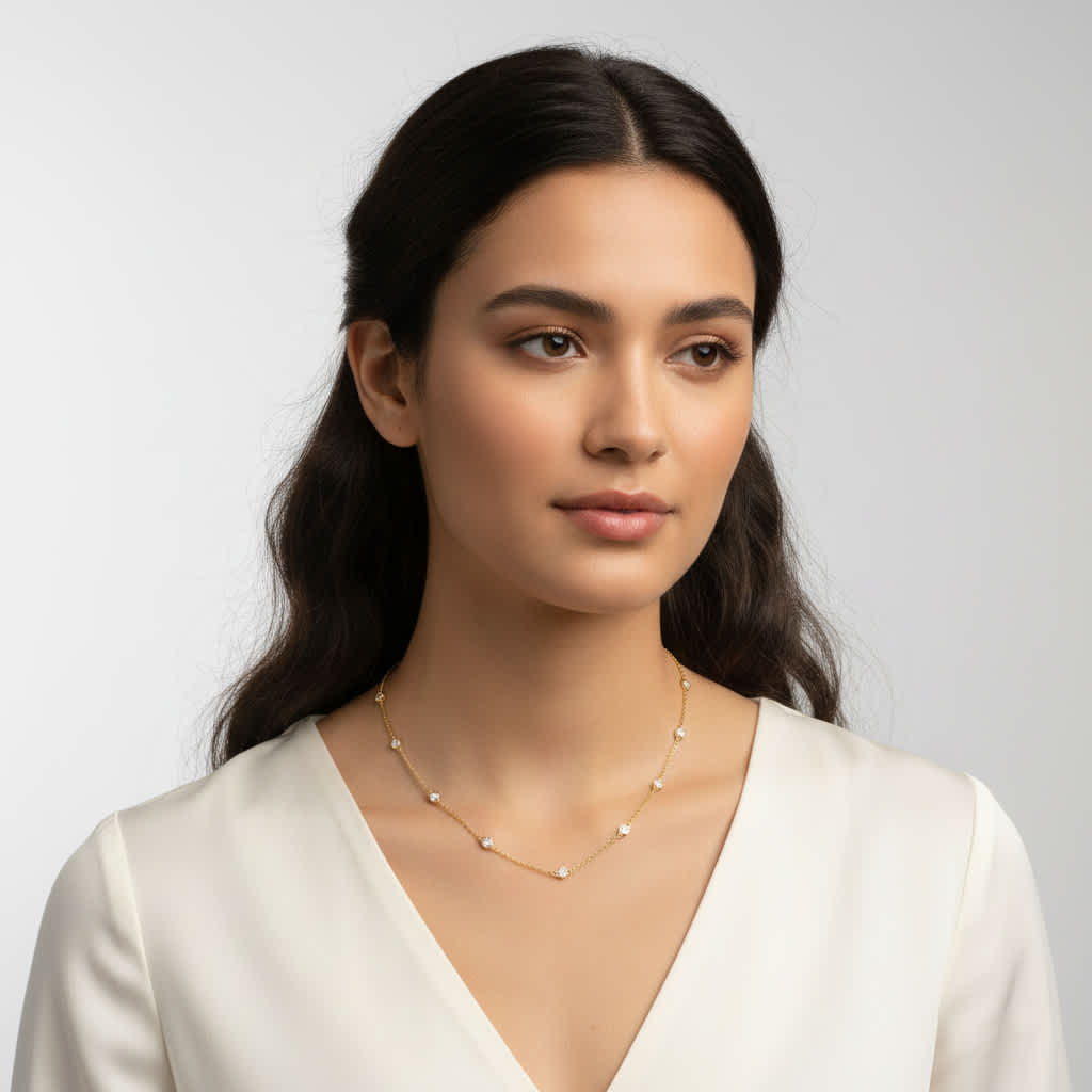 Circular Linked Accents Long Chain Necklace