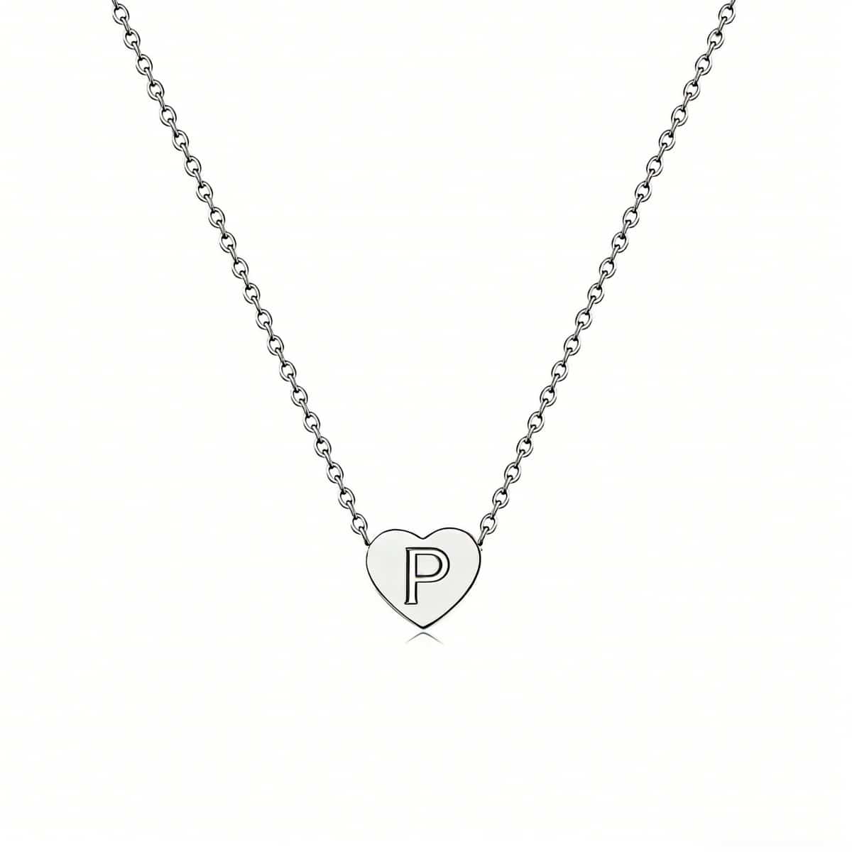 Dainty Initial Heart Necklace Personalized 26 Letters Available