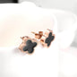 Black & Rose Goldtone Clover Stud Earrings