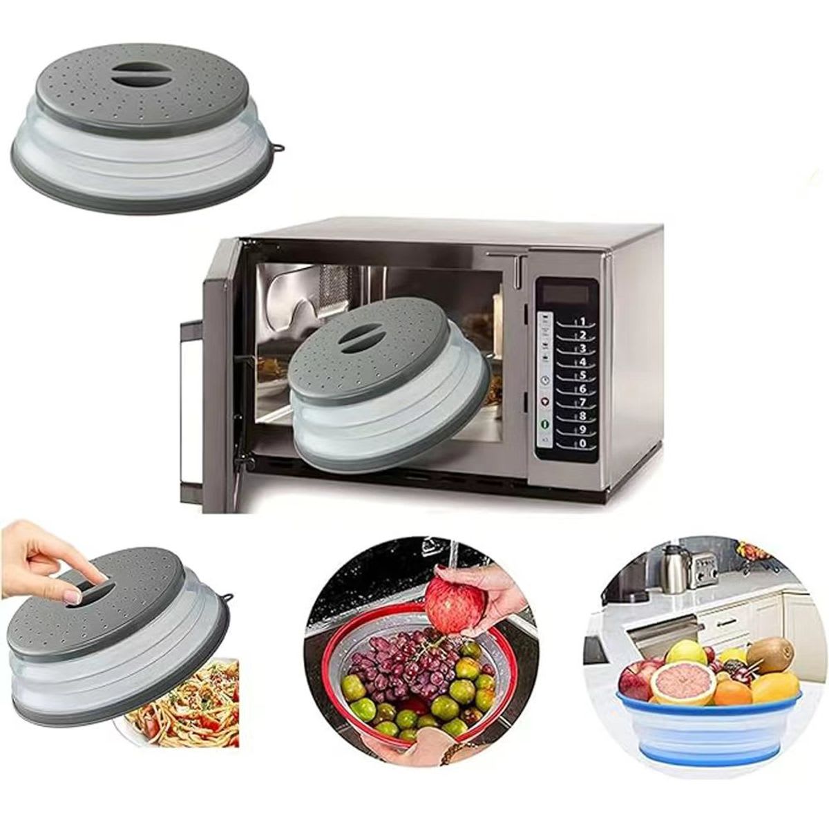 Collapsible Microwave Food Cover with Steam Vents