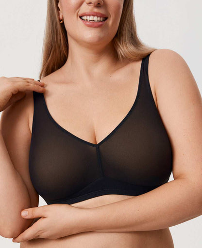 Cosnufy Sheer Mesh Wireless Full Coverage Unlined Bra