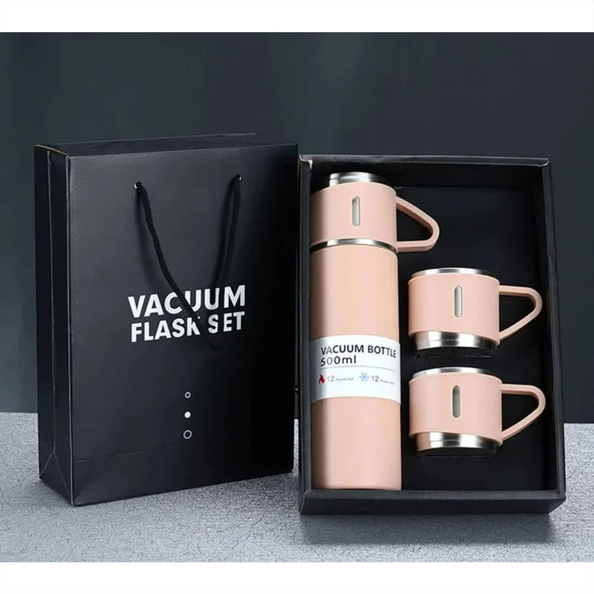 500ml Vacuum Insulated Stainless Steel Thermos with 3 Lids