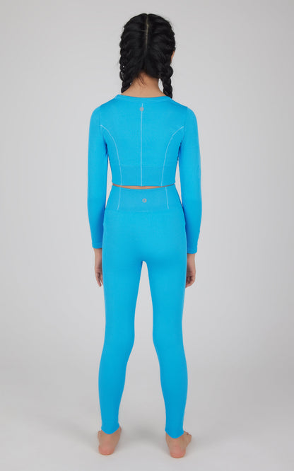 90 Degree by Reflex Girls 2 PC Seamless Ribbed Long Sleeve Top and Legging Set