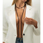 Black Acrylic & Pearl Long Chain Necklace