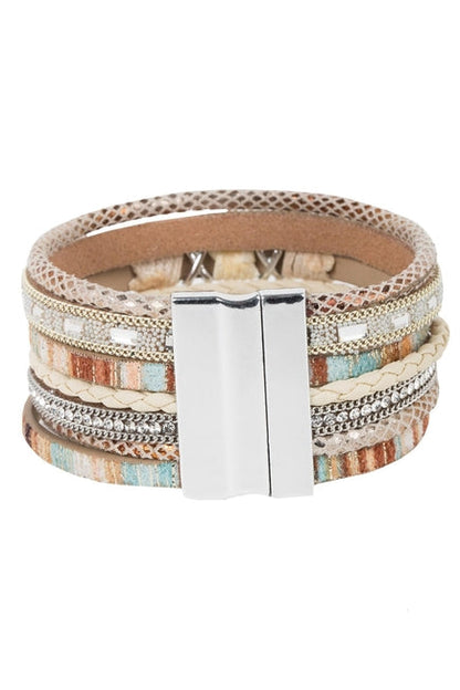 Saachi Sweet Sands Multi Strand Vegan Leather Bracelet - Beige