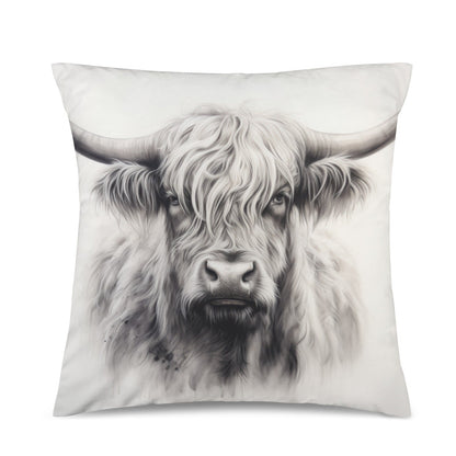 Baha Ranch Black White Highland Velvety Soft Pillow Cover Made in America