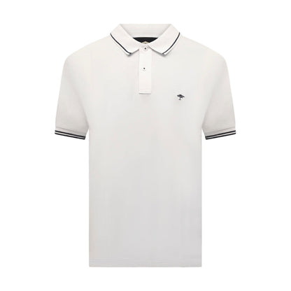 Fynch Hatton Men's Striped Collar Polo Shirt White