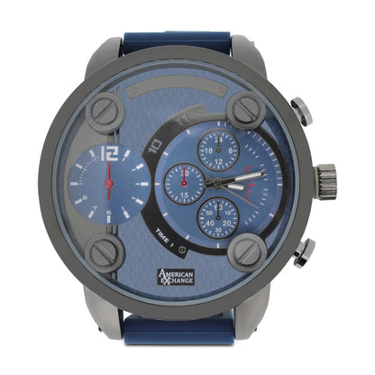 American Exchange Men's Black And Blue Watch With Mixed Bracelet 5421