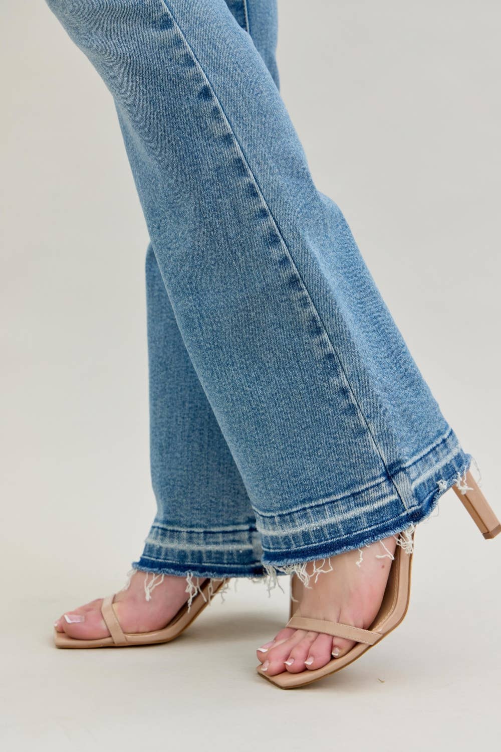 Daria - Mid Rise Destroy & Released Hem Bootcut Jeans