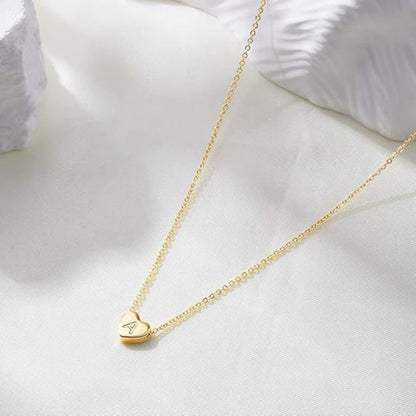 Dainty Initial Heart Necklace Personalized 26 Letters Available