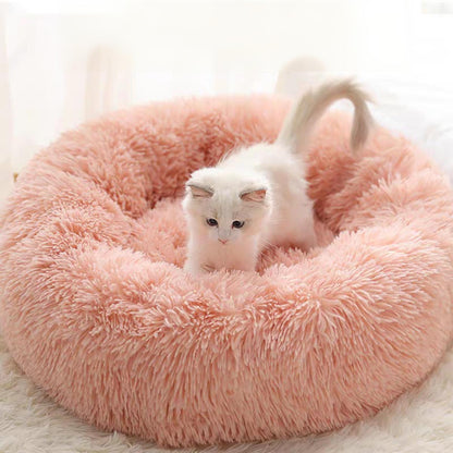 Fluffy Donut Calming Cat Bed