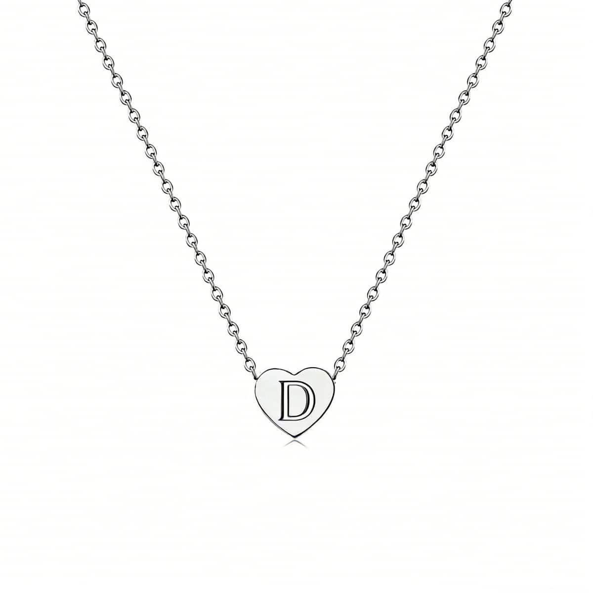 Dainty Initial Heart Necklace Personalized 26 Letters Available