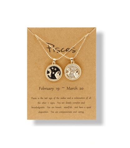 Crystal & 18K Goldtone Plated Zodiac Circular Set of 2 Pendant Necklaces - Pisces