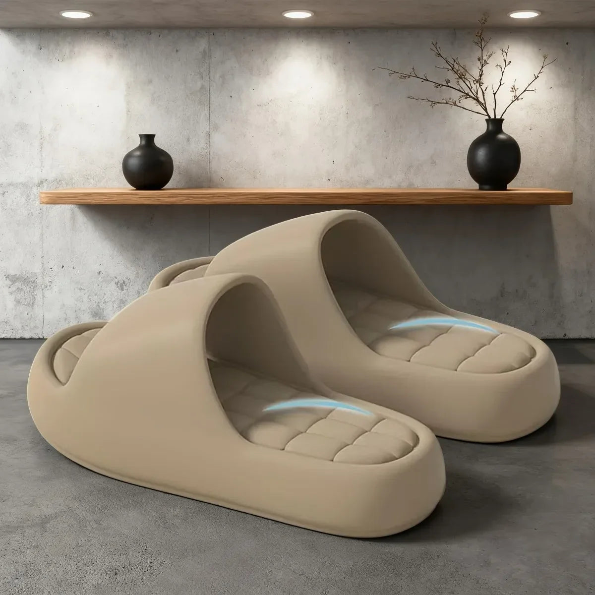 Cushioned Grid Insole House Slippers