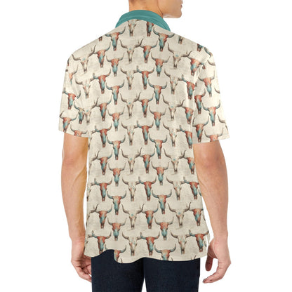 Baha Ranch Colored Skulls Men's Polo Style Shirt