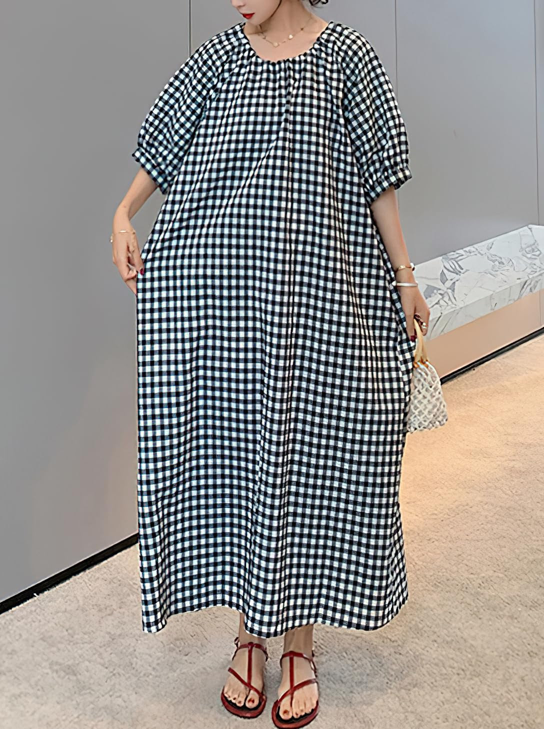 Women's Summer Plaid Loose Casual Dress