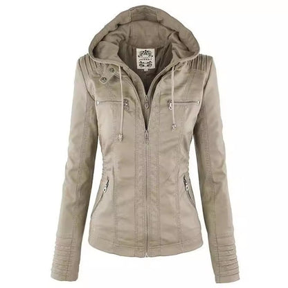 Women's Detachable Leather Jacket