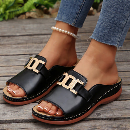 Chain Wedge Platform Peep-Toe Sandals – 5 Colors EU 36–45