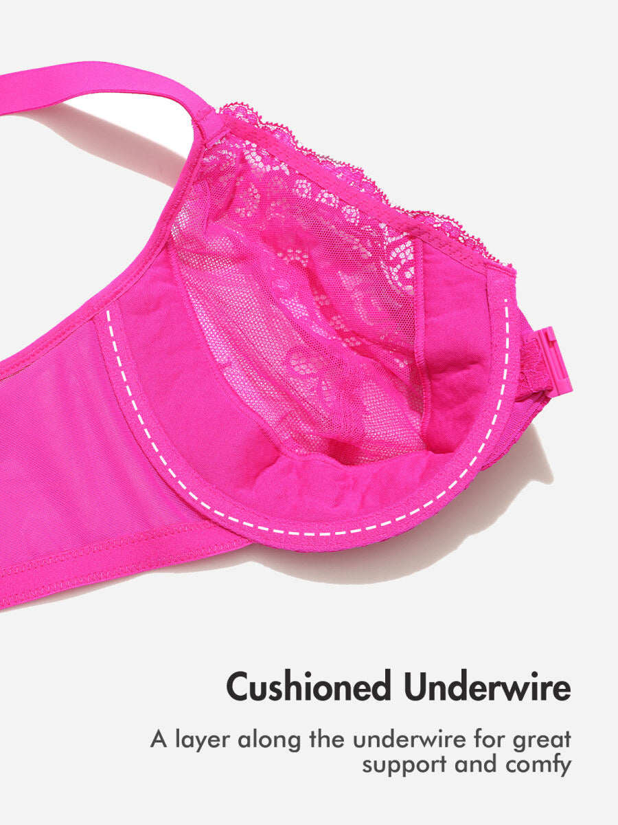 Front Closure Lace Underwire Plunge Bra