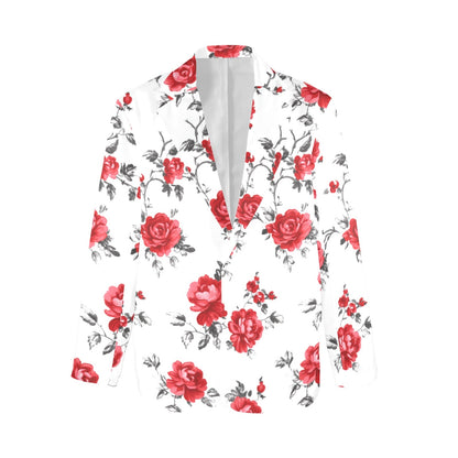 Baha Ranch Mexican Red Rose Floral Blazer