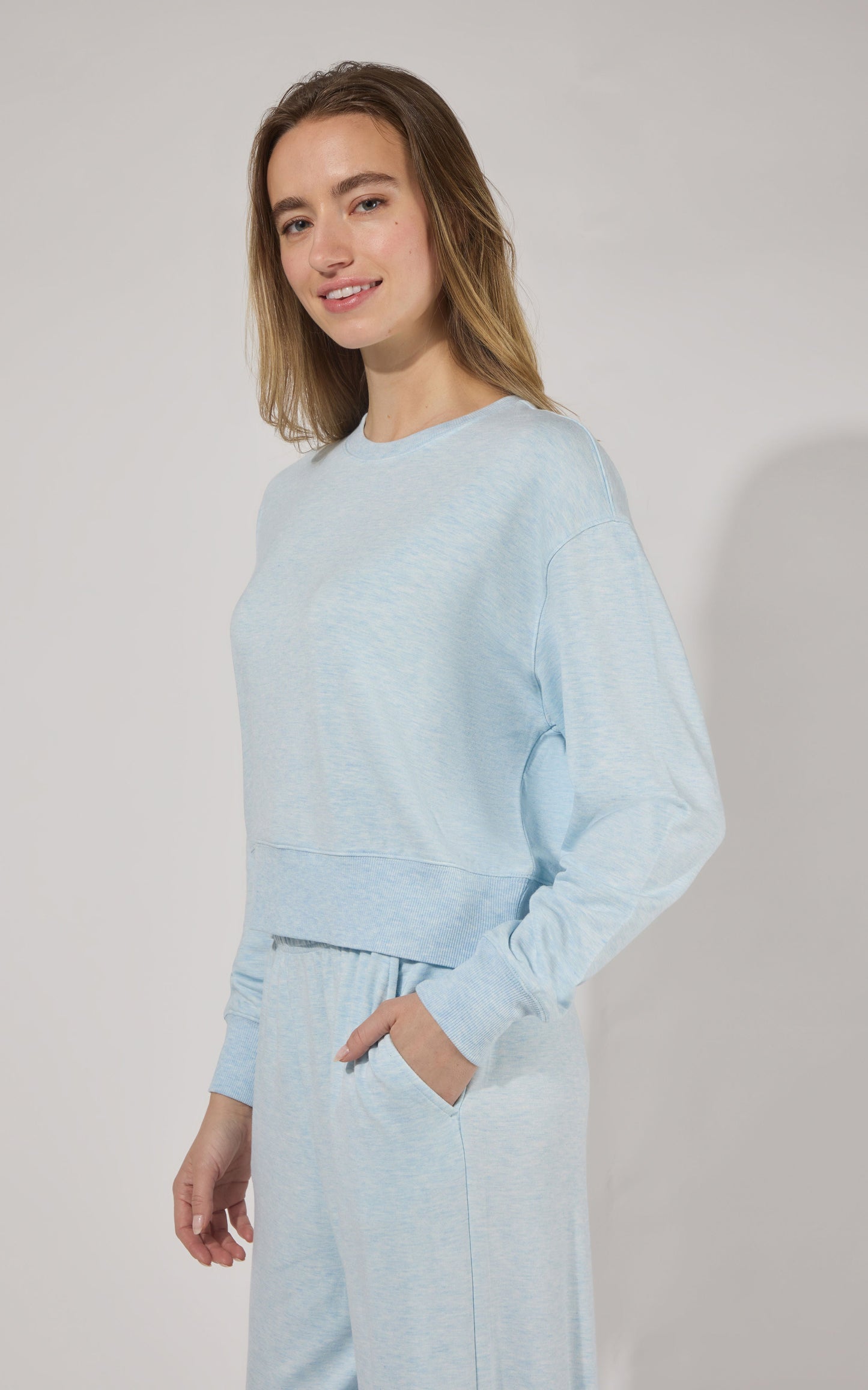 90 Degree by Reflex Modal Terry Crew Long Sleeve