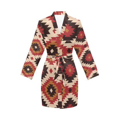 Colores de Mexico Santa Fe Aztec Women's Belted Satin Feel Dressing Lounge Robe