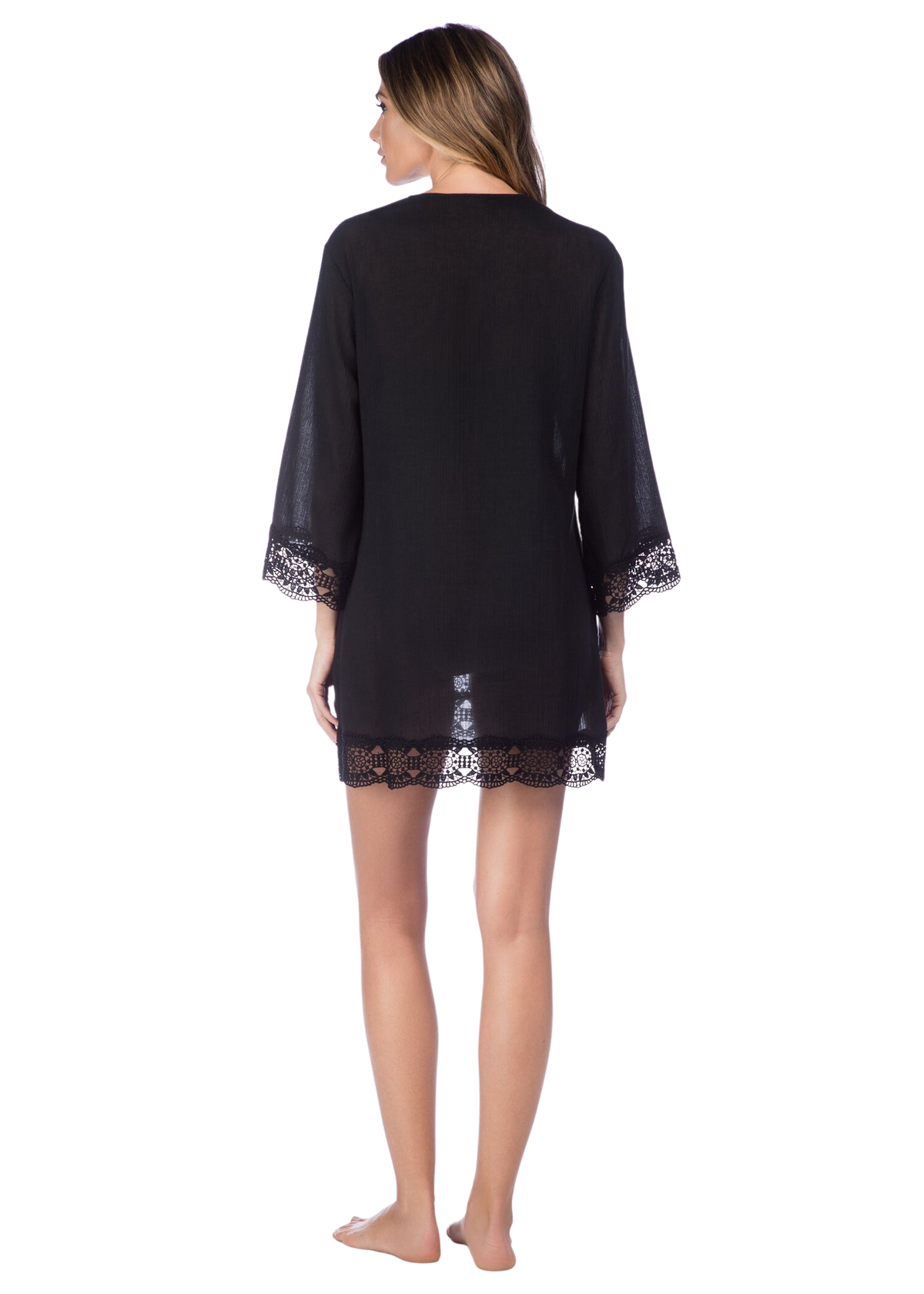 La Blanca Island Fare V-Neck Tunic Coverup - Black - FINAL SALE