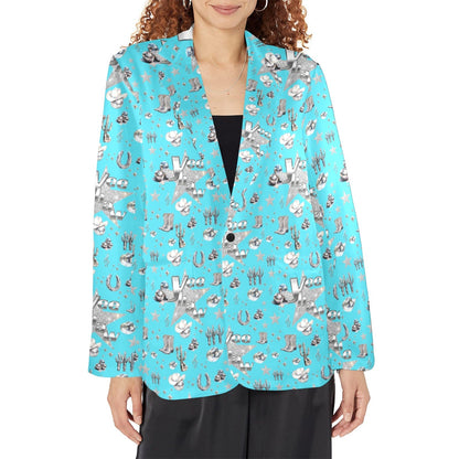 Baha Ranch Turquoise YEEHAW Rhinestone Cowgirl Blazer