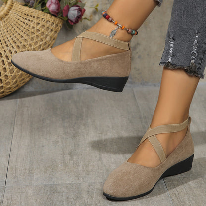 Elastic Band Platform Wedge Pumps – 6 Colors EU 35–43