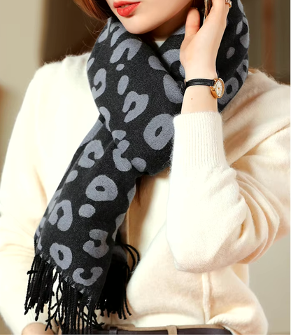 Black Leopard Scarf