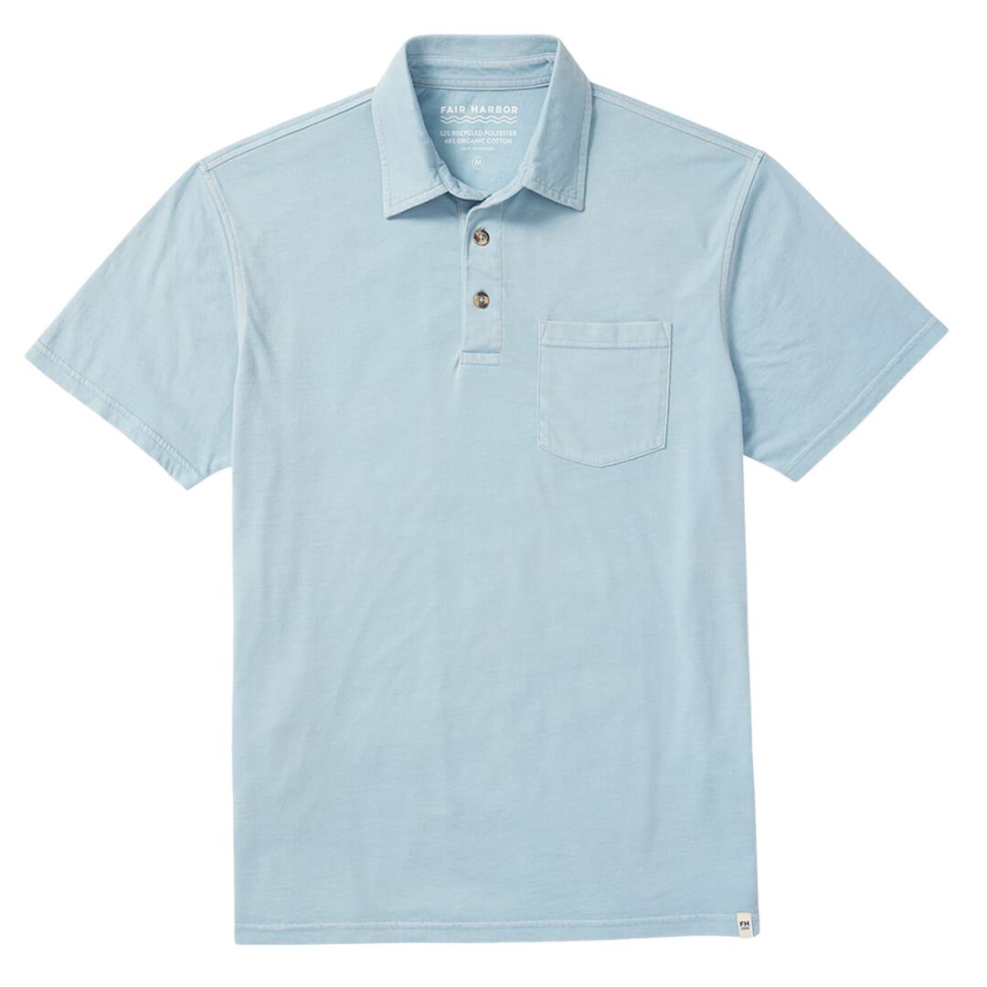 Fair Harbor Men's Atlantic Polo Shirt - Light Blue - FINAL SALE