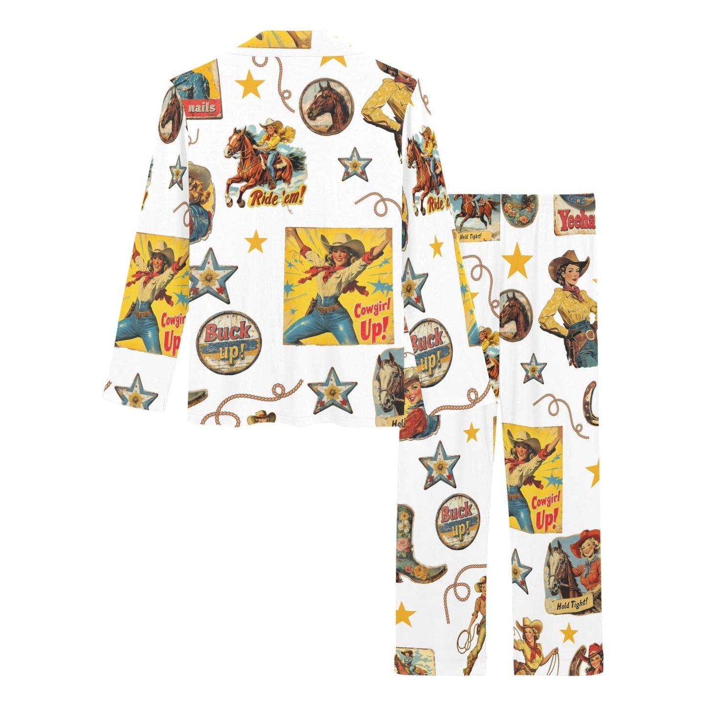 Baha Ranch Vintage Cowgirl Collage Western Pajama Set