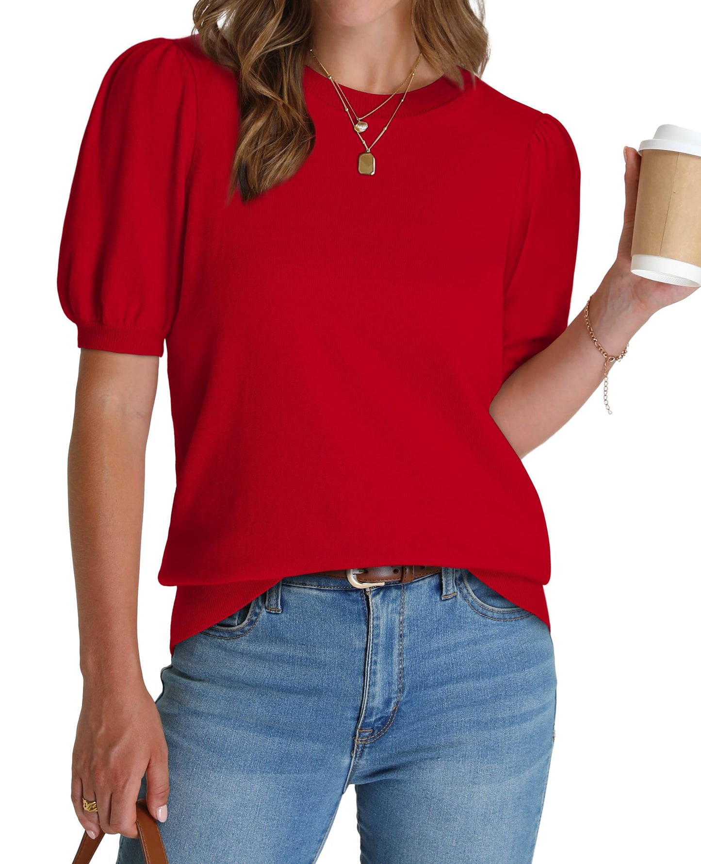 ✨Women's Lightweight Puff Short Sleeve Sweater