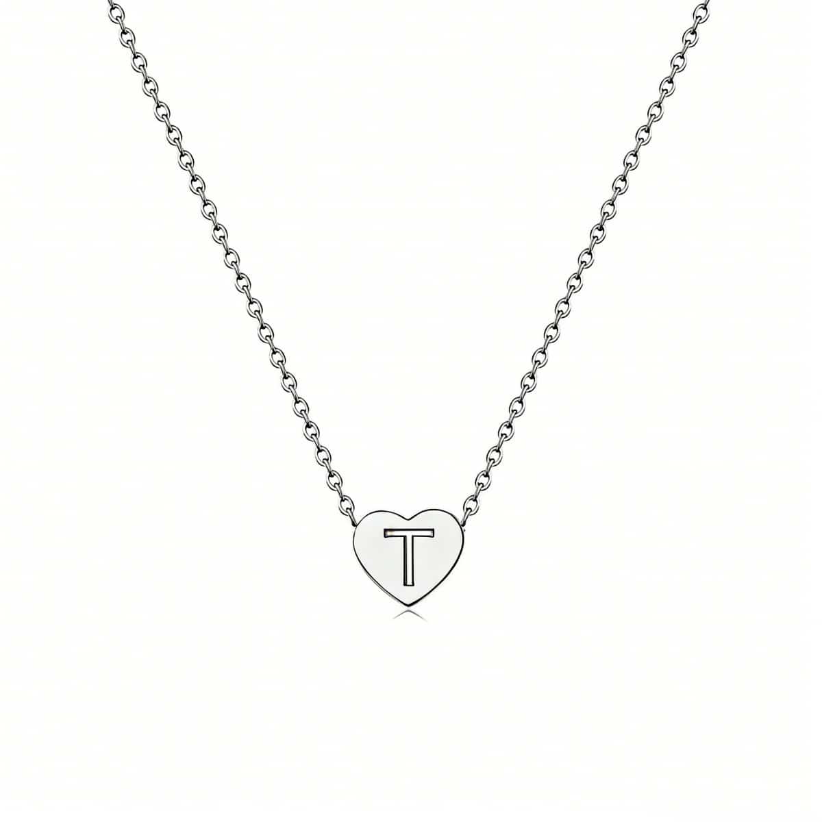 Dainty Initial Heart Necklace Personalized 26 Letters Available