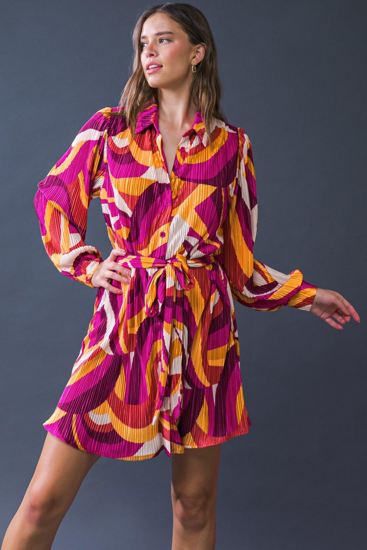 Get on Board Woven Plisse Mini Dress