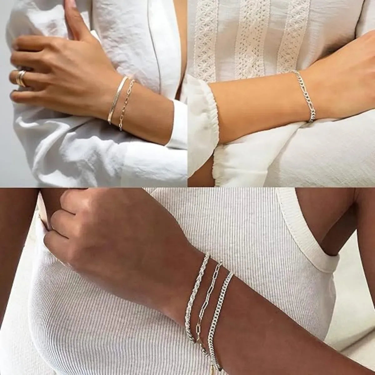 Dainty Layered Chain Bracelet Set