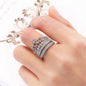 Cubic Zirconia & Silvertone Crown Ring Set