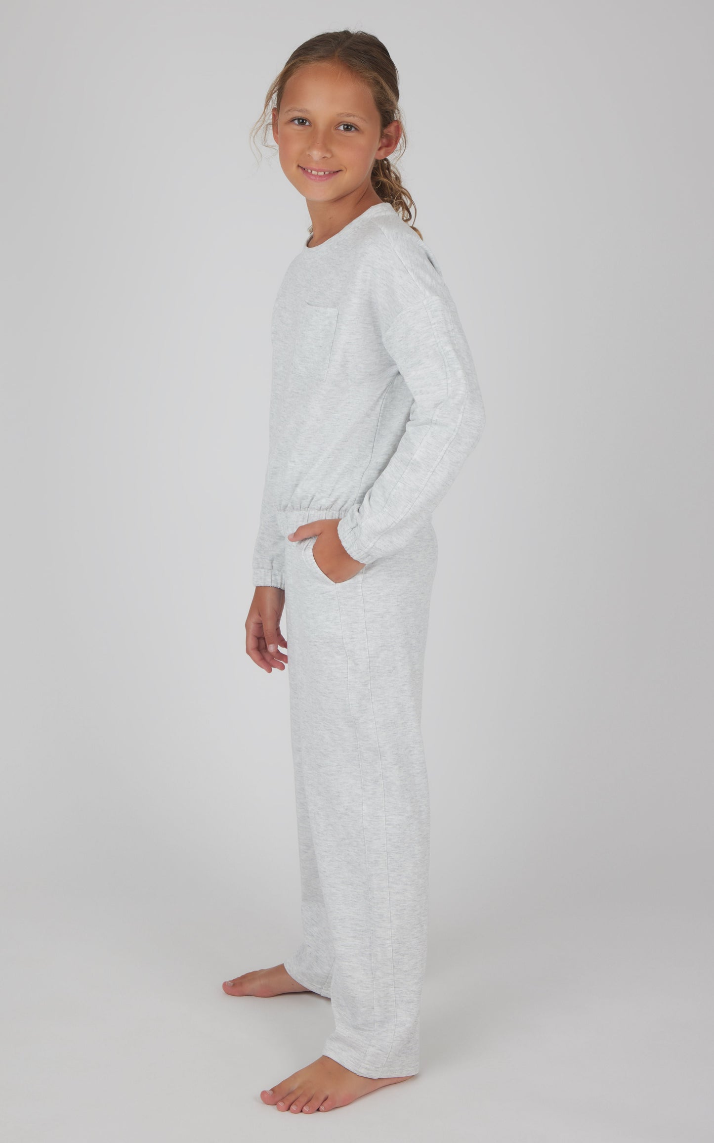 90 Degree by Reflex Girls 2 PC Terry Brushed Pullover and Pant Set