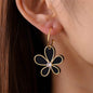 Black Acrylic & Cubic Zirconia Goldtone Floral Drop Earrings